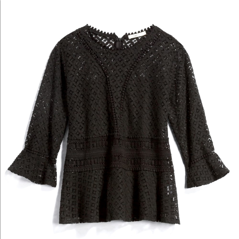 Black Crochet Blouse with Camisole Shell, NWOT
